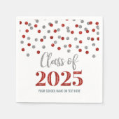 Silver Red Confetti Class of 2025 Servet (Voorkant)
