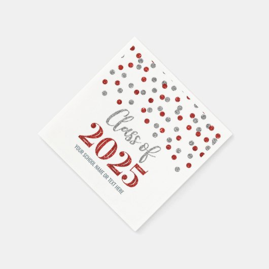 Silver Red Confetti Class of 2025 Servet (Hoek)