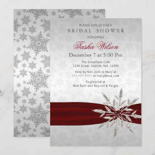 Silver Red Crystal Snowflakes Winter Vrijgezellenf Kaart