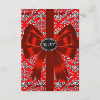 Silver Red Damask Corporate Christmas Party RSVP