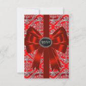 Silver Red Damask Corporate Christmas Party RSVP (Voorkant)