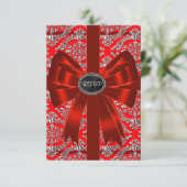 Silver Red Damask Corporate Christmas Party RSVP (Staand voorkant)
