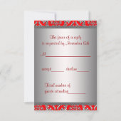 Silver Red Damask Corporate Christmas Party RSVP (Achterkant)