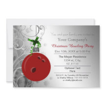 Silver Red Festive Corporate Bowling party Invite