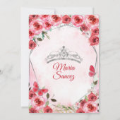 Silver Red Flower Spain Girl Sweet 16th Birthday Kaart (Achterkant)