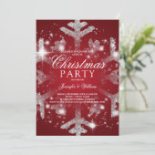Silver Red Glitter Snowflake Xmas Holiday Kaart (Staand voorkant)