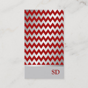 Silver Red Gradient Zigzag Chevron Pattern Visitekaartje
