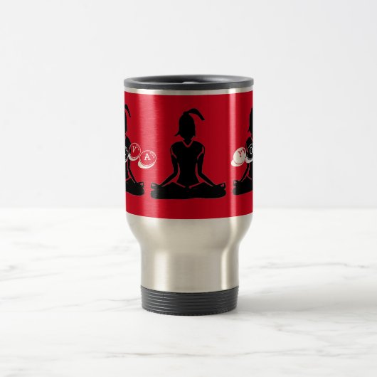Silver & Red 'Java Yoga' Travel Mug Reisbeker (Center)