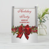 Silver Red Kerstparty PERSONALIZE Kaart (Staand voorkant)