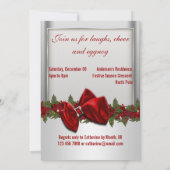 Silver Red Kerstparty PERSONALIZE Kaart (Achterkant)