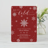 Silver Red Magical Winter Snowflake Baby Shower  Kaart (Staand voorkant)