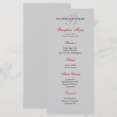 Silver & Red Monogram Receptie Menu (Voorkant / Achterkant)