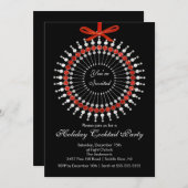 Silver & Red Ornament Cocktail-kerstfeest Kaart (Voorkant / Achterkant)