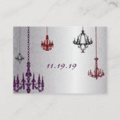 Silver Red Paars Black Chandeliers Damask Wedding Informatiekaartje (Achterkant)