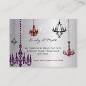 Silver Red Paars Black Chandeliers Damask Wedding Informatiekaartje (Voorkant)