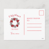 Silver & Red Poinsettia Holiday Post Kaart (Achterkant)