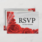 Silver & Red Rose Weddenschap RSVP-reactiekaarten RSVP Kaartje (Voorkant / Achterkant)