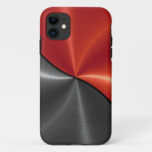 Silver Red Shiny Steel Metal 3 Case-Mate iPhone Case (Achterkant)