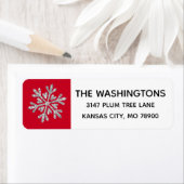 Silver Red Snowflake-adreslabel Etiket (Insitu)