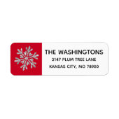 Silver Red Snowflake-adreslabel Etiket (Voorkant)