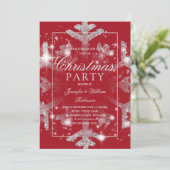 Silver Red Snowflake kerstfeest Kaart (Staand voorkant)
