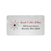 silver red snowflakes return address label (Voorkant)