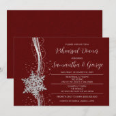 Silver Red Snowflakes Winter Rehearsal Dinner Kaart (Voorkant / Achterkant)