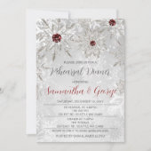 Silver Red Snowflakes Winter Rehearsal Dinner Kaart (Voorkant)