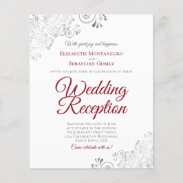 Silver Red & White Weduwen Reception BUDGET Invite