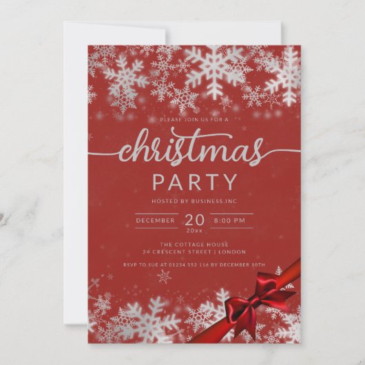 Silver Red Winter Wonder Company Kerstmis Kaart (Voorkant)