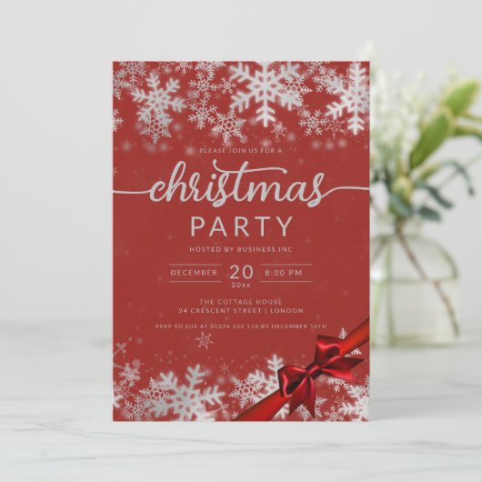 Silver Red Winter Wonder Company Kerstmis Kaart (Staand voorkant)