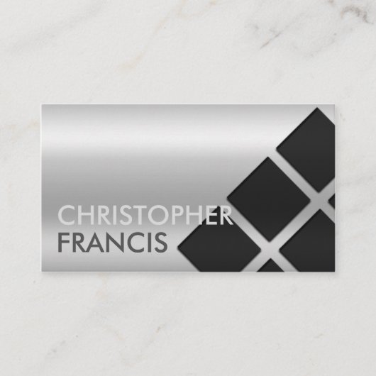 Silver reflecterende verloopkaart met vierkantjes visitekaartje (Voorkant)