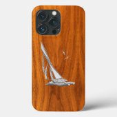 Silver Regatta Sailboot op Teak Veneer Case-Mate iPhone Case (Achterkant)