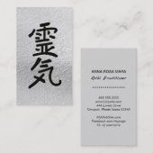 *~* Silver Reiki Hoofdsymbool grijs Visitekaartje (Voorkant / Achterkant)