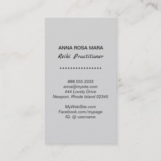 *~* Silver Reiki Hoofdsymbool grijs Visitekaartje (Achterkant)