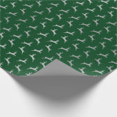 Silver Reindeer Green Holiday Wrapping Paper Cadeaupapier (Hoek)