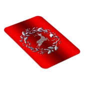 Silver Reindeer op Rode Kerstmis Magneet (Rechterzijde)