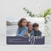 Silver Rejoice | Blauwe Moderne Typografie met fot (Staand voorkant)