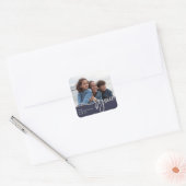 Silver Rejoice | Moderne typografie met foto Vierkante Sticker (Envelop)