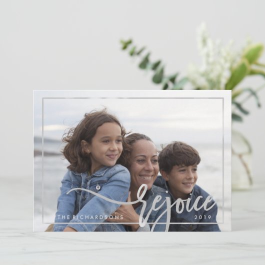 Silver Rejoice | Moderne typografie met uw foto (Staand voorkant)