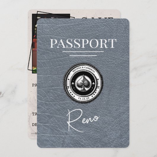 Silver Reno Passport Bewaar de datum Save The Date (Voorkant / Achterkant)