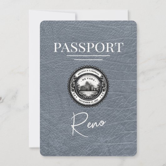 Silver Reno Passport Uitnodiging voor de bruiloft (Achterkant)