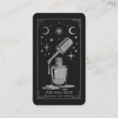 Silver Retro Celestial Tarot Nail artist QR Code Visitekaartje (Voorkant)