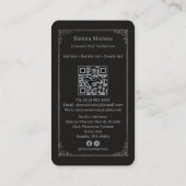 Silver Retro Celestial Tarot Nail artist QR Code Visitekaartje (Achterkant)