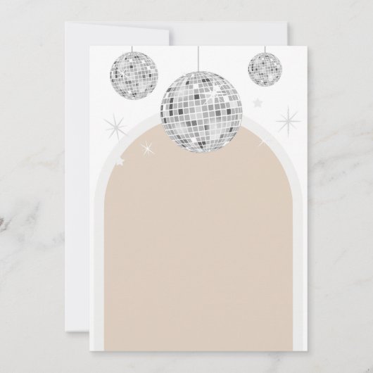 Silver Retro Disco BABY, Baby shower Invitation Kaart (Achterkant)