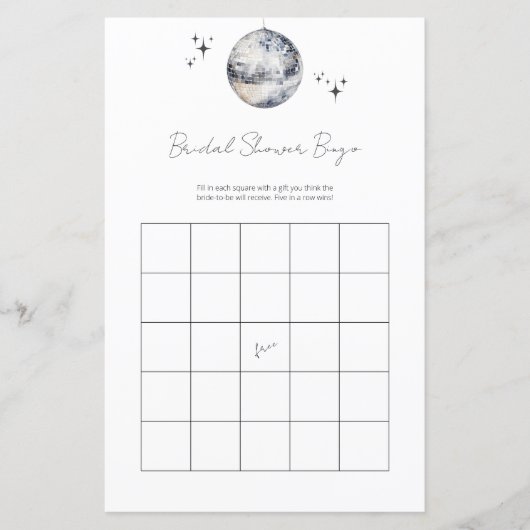 Silver Retro Disco Bingo Vrijgezellenfeest spel (Voorkant)