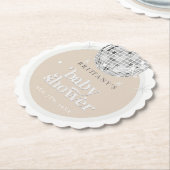 Silver Retro Disco Groovy Baby shower Kartonnen Onderzetters (Gekanteld)