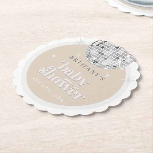 Silver Retro Disco Groovy Baby shower Kartonnen Onderzetters (Gekanteld)