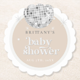 Silver Retro Disco Groovy Baby shower Kartonnen Onderzetters