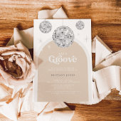 Silver Retro Disco Groovy Bridal Shower Kaart